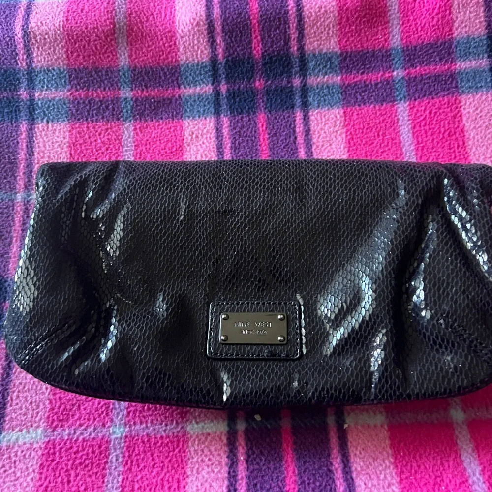Nine West Black Clutch‎ Party Evening Bag Soft Luxury